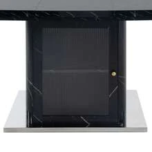 Modern Rectangular Dining Table 120cm - 160cm, Extendable, Storage Table Legs With Metal Base, White, Black. - Black - View 9