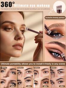 开斋节20件套化妆刷套装，包含15支柔软的化妆刷，例如散粉刷、高光刷、轮廓鼻刷、眼影刷、眉刷、唇刷和细节刷，以及5个圆形海绵，适合初学者、专业化妆师和美妆新手练习使用。 - 彩色 - 查看 3