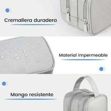 Organizador electrónico, organizador de cables de viaje, bolsa de almacenamiento todo en uno, bolsa de accesorios electrónicos, estuche portátil para cables, cargador, teléfono, auriculares, Gris,40873457 - Azul y blanco - Ver 6