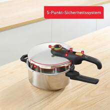 Secure  Schnellkochtopf Induktion 4l, 2-Stufen-Garregler: Intensivstufe 117°C, Schonstufe 112°C, Induktions-Kapselboden, für alle Herdarten, Edelstahl/Schwarz/Grün, P2580400 - Schnellkochtopf 4 L - Übersicht 4