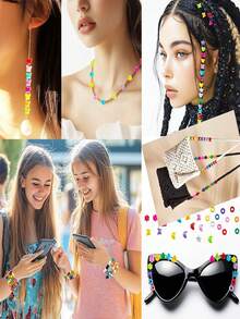 100 hạt cườm kẹo sáng bóng 6x9mm, 5 kiểu: Trái tim, Ngôi sao, Bướm, Hoa, Thích hợp để tự làm vòng tay tình bạn, đồ thủ công tết bện, làm trang sức (Nhiều màu lấp lánh) - Nhiều màu - Xem 4