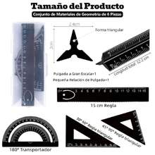 Lumbor37 Geometría 6 Piezas, Juego de Geometría Grande, Regla de Escala, Adecuado para Estudiantes, Ingenieros Y Arquitectos, Equipado con una Regla Triangular Metálica Imperial,40946074 - Multicolor - Ver 2