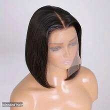 Wear And Go Glueless Bob Wig Human Blended Hair 180% Density Straight 13X4 Lace Closure Wigs For Women Brazilian Hair Ready To Wear Straight Bob Human Blended Hair Wigs Pre Plucked 8-36Inch Natural Black - Natural & Black - View 1