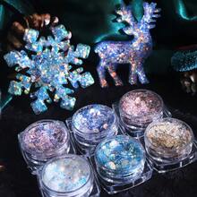 一套6颗彩虹色六边形亮片，适用于环氧树脂，闪亮美人鱼造型大亮片，树脂流动砂填充剂，可用于装饰用途，是圣诞礼物和各种项目的理想之选。 - 彩色 - 查看 1