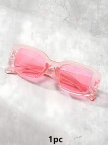 1pc/2pcs/3pcs Fashionable Pink Y2K Square Frame Eyeglasses, Suitable For Men And Women, Square Frame Beach Summer All-Match Glasses, Fashionable Pink Oval Small Frame Glasses, Suitable For Parties, Outfits And Gifts - Multicolor - View 10