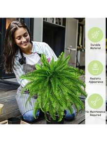 1/2/3 cây dương xỉ Boston giả cỡ lớn, cây xanh giả ngoại cỡ 34 inch, trang trí cây xanh ngoài trời cho nhà cửa, văn phòng, sân vườn, hiên nhà, nhà kho, đám cưới, các ngày lễ (Lễ Phục Sinh, Ngày của Mẹ, Ngày Thánh Patrick), mùa xuân/hè. - màu xanh lá - Xem 6