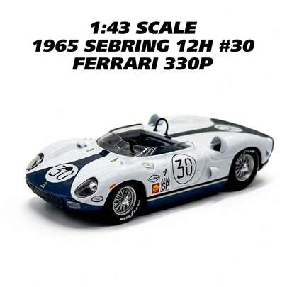 Burago 1:43 比例法拉利 330P 赛百灵 12 小时耐力赛 1965 赛车 #30 Mecom Racing Team P. Rodriuguez / G. Hill 限量版收藏装饰品，男士生日/节日礼物