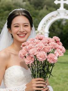 10支仿真粉色康乃馨花束,假康乃馨,适用于家居装饰、婚礼、新娘捧花、周年纪念、生日及各种插花,也适用于家庭、办公室、母亲节DIY花束制作、婚礼装饰、派对装饰、酒店装饰、桌面装饰等。 - 粉色 - 查看 4