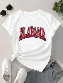 Camiseta con estampado gráfico para mujer, tejido de alta calidad, ajuste cómodo, hip-hop callejero, estampado llamativo. - Blanco - Ver 2