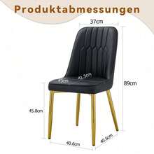 Dining Chairs - Black+Gold + Metal + PU Leather + Set Of 2 - View 3