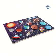New Wooden Solar System Puzzle Board, Educational Toy For Toddlers