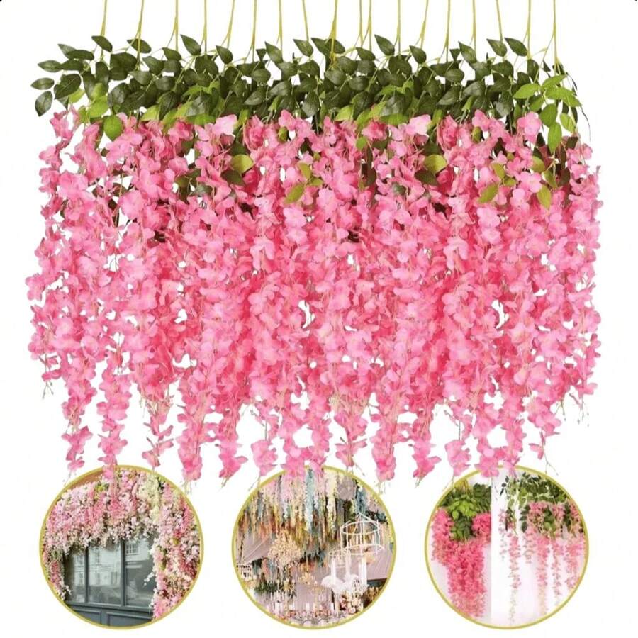Set Of 6 And 12 Bouquets Of Peony And Wisteria, Suitable For Garden Wedding Party Decoration. - Rosa - View 1
