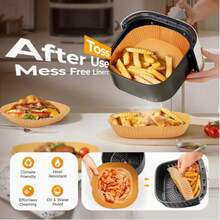 50/100/300片装大号方形烘焙纸垫 - 加厚不粘、耐油、耐热高达450°F (232°C)，适用于烤箱、空气炸锅、微波炉、蒸锅 - 无涂层不粘表面，预切割，方便使用 - 非常适合 - 彩色 - 查看 6