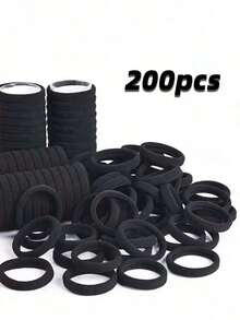 100pcs Women's Black, Fashionable Simple, 4cm Size,High Elasticity Hair Scrunchies Hair Ties, Suitable For Everyday Use And Gift Giving Hair Ties Ponytail Holders Hair Elastics Hair Rope, Hair Bobbles ,Gym Sport Outfit Hair Ties Head Accessories Rubber Bands Beauty Home Hair Accessories - 黑色 - 查看 6