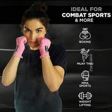 Vendas de Boxeo Hombre y Mujer, Guantes Interiores de Medio Dedo con Vendas elásticas para Proteger los puños, Ideales para Muay Thai, Kickboxing, MMA y Artes Marciales Mixtas - Rojo - Ver 7