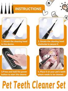 1pc Black Pet Dog Teeth Cleaning Set, USB Rechargeable Dog Teeth Cleaner, Pet Ultrasonic Tartar Remover, Dog & Cat Dental Cleaning Tool, Portable Electric Toothbrush, Pet Daily Oral Care Supplies - Multicolor - View 8