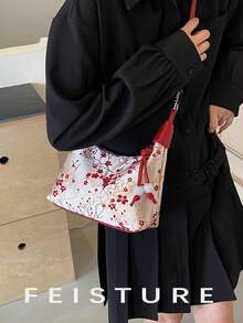 1个中国风刺绣尼龙饺子造型手提包，适合购物、约会、送给女士的礼物、上班族女性使用，也适合办公室、学校、工作、通勤等场合。 - 紅色 - 查看 6