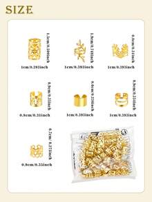 70pcs Mixed Style Hair Scrunchies, Adjustable Hair Ties Suitable For Braiding Hairstyles, All Seasons - Gold - View 7