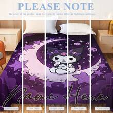 SANRIO 1件定制卡通图案毯，可定制个人姓名，印有可爱卡通图案，柔软舒适，可机洗，数码印花涤纶面料，适用于沙发、床、旅行、露营、客厅、办公室、座椅等场所——是馈赠亲朋好友的理想礼物。 - 彩色 - 查看 10