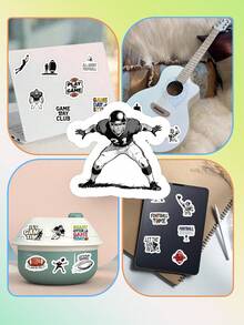 81/162 Pcs American Football Stickers, Game Day Decals, Vintage Graffiti Style With Player Silhouettes, For Fans Phone Case Laptop Water Bottle Scrapbook Supplies Funny Stickers Scrapbooking Supplies Kindle - Multicolor - View 5