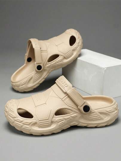 Men's Thick Sole Elevated Wear-Resistant EVA One-Piece Comfortable Slide Sandals, Solid Color Slip-On Backless Driving & Beach Sandals, Quick-Drying Comfortable Men's Closed Toe Beach Shoes