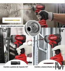 Llave De Impacto Pistola Taladro Inalambrico Sin Escobillas Rojo - Tipo de Enchufe A USA (110-127V) - Ver 3