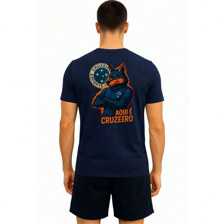 Camiseta Cruzeiro Camiseta Masculina Camiseta Esporte Blusa Cruzeiro 100% algodao - Azul Marinho - Visão 1