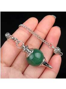 1pc Natural Crystal Agate Semi-Precious Stone Sphere Pendant, Detachable DIY 3 PiecesSet Chain Pendant - Pendants - View 9