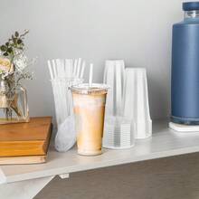 Set Of 50 - 24-Ounce Transparent Plastic Cups, Disposable Cups With Lids And Straws, Ideal For Serving Cold Beverages, Milkshakes, Smoothies, Iced Coffee, And Take-Out Drinks - Multicolor - View 1