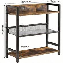 3 - Tier Spice Rack - Industrial Counter Shelf, Desktop Storage Organizer, Standing Seasoning Rack Countertop Kitchen, Office, Living Room, Rustic Brown TLJ021H - 3-tier + Rustic Brown - View 9