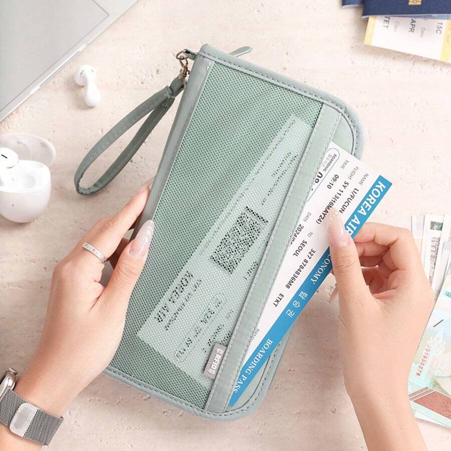 Capa Para Cartão De Passaporte De Viagem À Prova D'água , Bolsa Organizadora De Documentos Familiares , Acessórios - Cinza - Visão 1