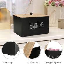 Rustic Farmhouse Wooden Tampon Storage Box With Lid - Versatile Bathroom Organizer For Feminine Products, Home Decor Accessory Tampon Storage For Bathroom Small Bathroom Storage Cabinet - màu đen - Xem 4