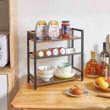3 - Tier Spice Rack - Industrial Counter Shelf, Desktop Storage Organizer, Standing Seasoning Rack Countertop Kitchen, Office, Living Room, Rustic Brown TLJ021H - 3-tier + Rustic Brown - View 4