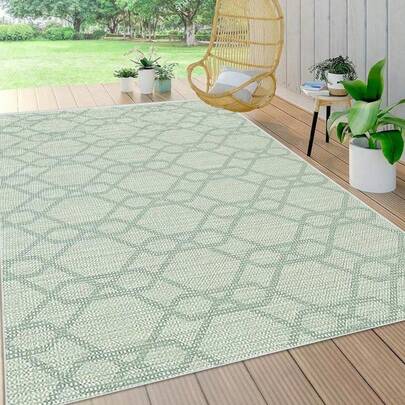 Abstract Geometric Outdoor Rug, Waterproof Non-Slip Patio Mat, Reversible Weatherproof Carpet For Garden Balcony Camping RV Deck