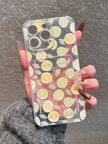 Transparent Card Slot Phone Case With Lemon Pattern, TPU Soft Shell With Precise Cutouts, Shock-Absorbing And Scratch-Resistant, Compatible With IPhone 15 Pro Max, 14 Plus, 13 Pro Max, 12, 11, 7G, 7P, IX, XR, XS Max, 11, 12, 13, 14, 15, 16, 15 Pro, 15 Plus, 15 Pro Max, 7 Plus, 8 Plus, X, XS Max, XR, 11 Pro, 12 Pro, 13 Pro, 14 Pro, 12 Mini, 13 Mini, 17, 17 Pro Max - Clear - View 3