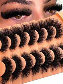 7 Pairs Thick Long False Eyelashes, Dramatic 3D Faux Mink Lashes, Full Strip Lashes, Natural Looking Fluffy Cat Eye Lashes For Daily And Party Use - Fluffy Lashes - View 2