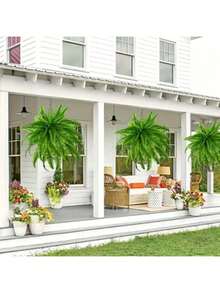 1/2/3 cây dương xỉ Boston giả cỡ lớn, cây xanh giả ngoại cỡ 34 inch, trang trí cây xanh ngoài trời cho nhà cửa, văn phòng, sân vườn, hiên nhà, nhà kho, đám cưới, các ngày lễ (Lễ Phục Sinh, Ngày của Mẹ, Ngày Thánh Patrick), mùa xuân/hè. - màu xanh lá - Xem 5