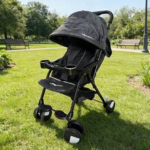 Baby Stroller For 0-24 Months With Sunshade, Lightweight And Portable, One-Button Quick Fold, Reclining Seat For Sitting Or Lying Down, Ideal For Boys And Girls, Daily Use And Outings - 黑色 - 查看 1