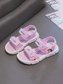 1 Pair 2026 Summer New Girls/Kids/Children Soft Bottom Casual Princess Beach Sandals - Purple - View 3