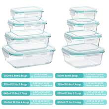 8pcs Glass Food Storage Containers With Airtight Lids, Glass Meal Prep Containers, Microwave, Oven, Fridge & Dishwasher Lunch Containers, - Multicolor - View 12