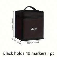 Large Capacity Foldable Zipper Pencil Case - Portable Art Supplies Storage Organizer, Suitable For Markers, Pencils And Stationery, Multi-Functional (Watercolor Pens Not Included) - Black - View 8