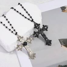 1件哥特式十字架吊坠项链，朋克风格颈链，日常百搭 - 彩色 - 查看 3