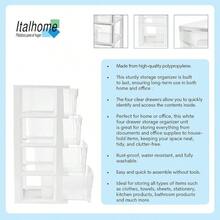 Plastic Drawer Unit, Disassembled Drawer Unit, Multipurpose Organizer In White With 4 Transparent Drawers (Onyx) - BLANCO - View 4