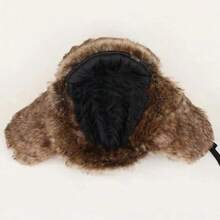 1pc Winter Thick Corduroy Trapper Hat, Keep Warm, Waterproof Windproof Earflap Cap Winter Outfits - 棕色 - 查看 5