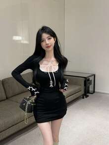Women Short Dresses - Black - View 1