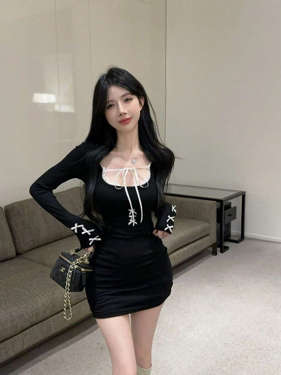 Women Short Dresses - Black - View 1