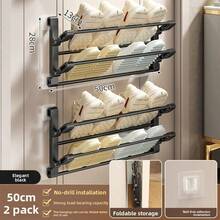 1pc Multi-Functional Foldable Over-The-Door Shoe Rack, Wall-Mounted No Drilling Bathroom Shoe Shelf, Suitable For Home, Hotel, Dorm, Bathroom Shoe Organization - Multicolor - View 15