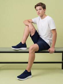 儿童针织系带休闲套脚鞋，轻便透气舞蹈运动鞋