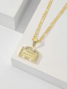 1件欧美经典铜镶嵌耶稣最后的晚餐守护光限量版吊坠项链，适合圣诞节/感恩节/万圣节/母亲节/情人节送给情侣/朋友/信徒，天主教初领圣体礼物，日常及节日佩戴祈祷。 - 金黃色 - 查看 2