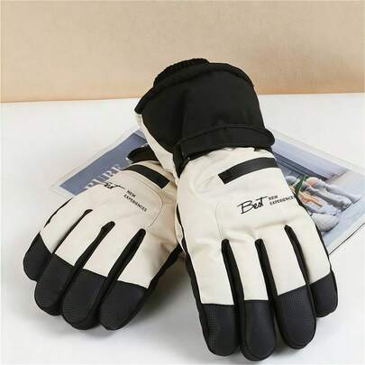 1 Pair Men's Warm Gloves, Windproof Waterproof Thermal Lined Anti-Slip Touchscreen Ski Gloves For Outdoor Riding Delivery Motorcycle